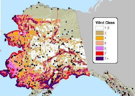 Map of Alaska Wind Strength