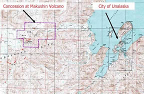 Map of Potential Mt. Makushin Geothermal Site