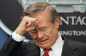 In move that was not unexpected, President George Bush fired incompetent Secretary of Defense Donald Rumsfeld today.