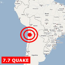 Calama, Chile has been struck by a powerful 7.7-magnitude earthquake, according to the US Geological Survey.