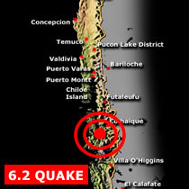 A 6.2 earthquake has left ten people missing and caused landslides and large waves in southern Chile Saturday, according to Chilean government's disaster agency.