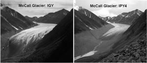 McCall Glacier may be the most studied tongue of ice in the Arctic, visited by both aircraft and mountaineer, almost every yard of its half-century-long meltdown measured, zapped with radar, and photographed by scientists.