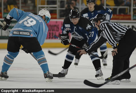 Alaska Aces faceoff