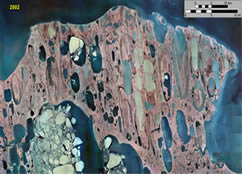 A large section of coastal land in Northern Alaska is eroding rapidly likely because of the disappearance of sea ice that used to protect it from the ocean waves, according to a new study released by the U.S. Geological Survey.